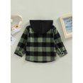 thumbnail image 4 of Bagilaanoe Toddler Baby Boy Hooded Jacket Plaid Long Sleeve Single-Breasted Shacket Coat with Pockets 6M 12M 18M 24M 3T 4T 5T Kids Fall Casual Outwear, 4 of 9