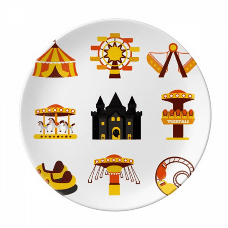 

Amusement Park Facilities Color Illustration Plate Decorative Porcelain Salver Tableware Dinner Dish