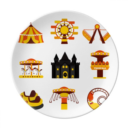 

Amusement Park Facilities Color Illustration Plate Decorative Porcelain Salver Tableware Dinner Dish