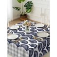 thumbnail image 3 of Navy Blue Pine Leaves Suqare Tablecloth - 54 x 54 Inch, Abstract Art Geometric Gray Plaid Waterproof & StainResistant Tablecloth, Washable Oil-proof Table Cover for Dining/Party/Wedding/Buffet, 3 of 9