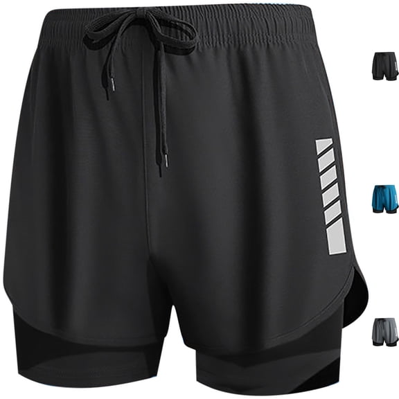 Big & Tall Men's 2 in 1 Athletic Shorts 5" Inseam Performance Quick Dry Running Short Pants with Compression Liner, Workout Training Graphic Basketball Short Pants
