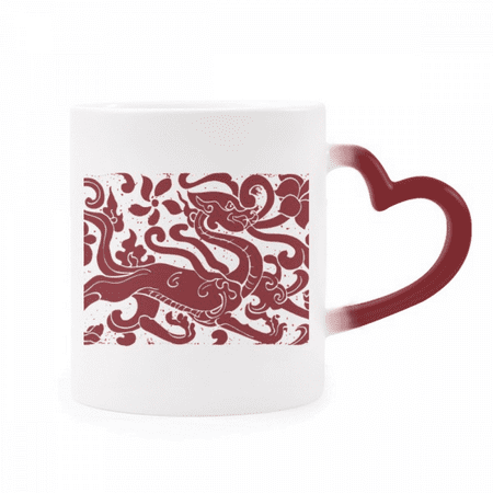 

Chinese Dragon Animal Portrait Heat Sensitive Mug Red Color Changing Stoneware Cup