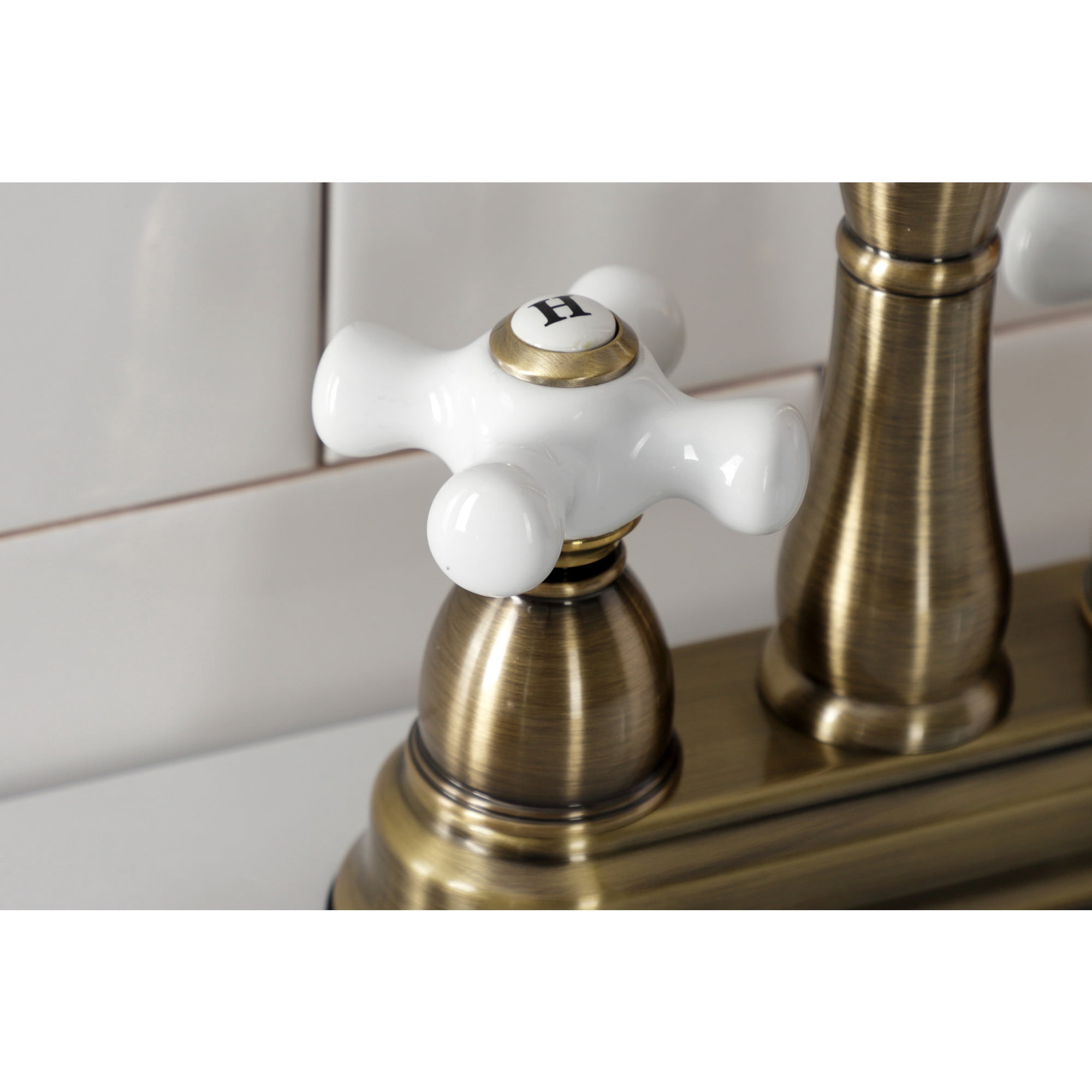 Kingston Brass KB1493PX Heritage Two-Handle 2-Hole Deck Mount Bar Faucet in Antique Brass