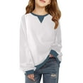 thumbnail image 2 of Otqutp Teen Girls Casual Crewneck Sweatshirts Kids Long Sleeve Oversized Fashion Pullover Tops Relaxed Fit Casual Tops 1-14 Years(1-White,2-3 Years), 2 of 4