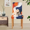 thumbnail image 4 of Yayeee 4 Pack Dining Chair Covers Stretch Parson Chairs Slipcovers Seat Protector, Blue Abstract Wavy, 4 of 6
