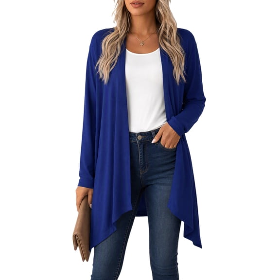 Cardigans for Women Lightweight Long Sleeve Open Front Drape Hem Casual Cardigan for Dress Layering Daily Wear