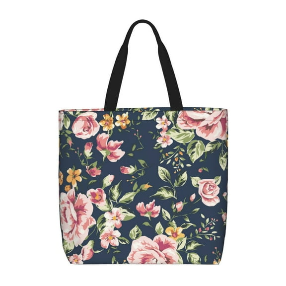 Pofeuu Vintage Floral Print Tote Bag for Women,Hobo HandBags with Zipper,Large Capacity Casual Shoulder Handbags with Inner Pockets