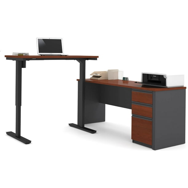 Bestar L-Shaped Sit-Stand Desk, Multiple Colors - Walmart ...
