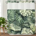 thumbnail image 3 of Palm Leaves No Hook Shower Curtain Waterproof, Bathroom Curtains with Snap in Liners and See Through Top Window, Country Summer Botanical Tropical Plants Hotel Style Bathtub Curtains Shower 72"Wx78"L, 3 of 8