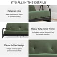 Cleo Futon Set with Black Metal Sofa Bed Frame and 6" Mattress, Full Size, Army Green