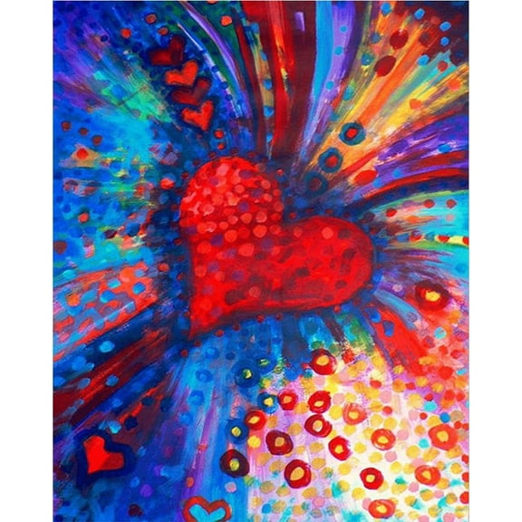 DIY 5D Diamond Painting Kit (for Adults) Diamond Painting "Heart Blossom, Love" - Full Diamond Crystal Rhinestone Embroidery Craft Kit, Can Be Used as Gift, Wall Decoration