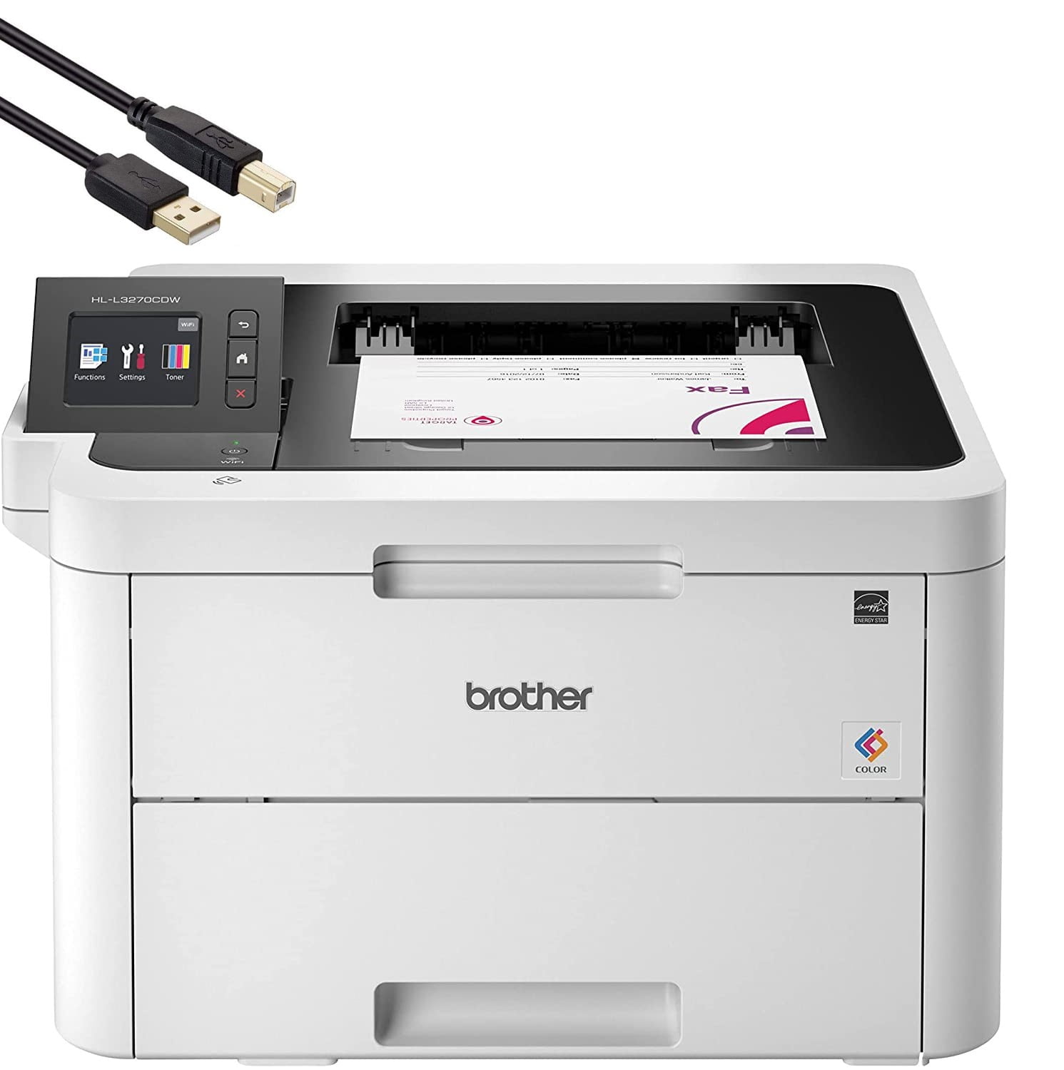 Brother HL-L3270CDW Compact Wireless Digital Color Laser Printer with NFC for Home Office Single-Function: Print - 2.7" Touchscreen, Auto Duplex Print, 25ppm, 250 Sheet,4 Feet USB PrinterCable - Walmart.com