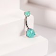 thumbnail image 4 of 14G Belly Button Ring Titanium Belly Button Piercing Belly Ring Internally Threaded Navel Piercing Jewelry Silver-Green Opal, 4 of 5