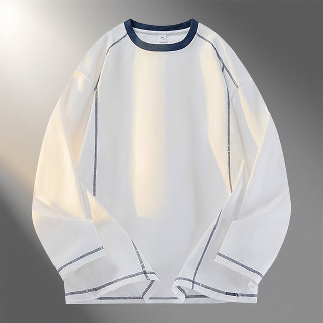 pstuiky Camisas casuales de manga larga para hombre, Blusas/camisas casuales de moda para hombre, de color liso, de manga larga y cuello redondo salir tops xl