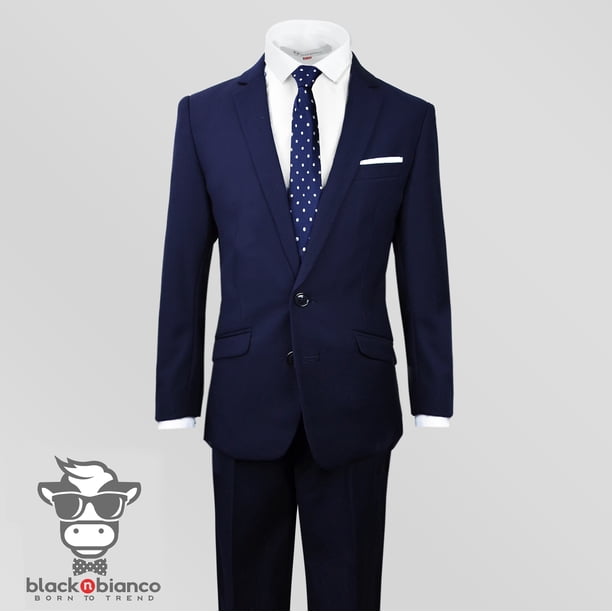 Black N Bianco Boys' Light Gray Slim Fit Suit - Complete 5-Piece Outfit For Special Occasions