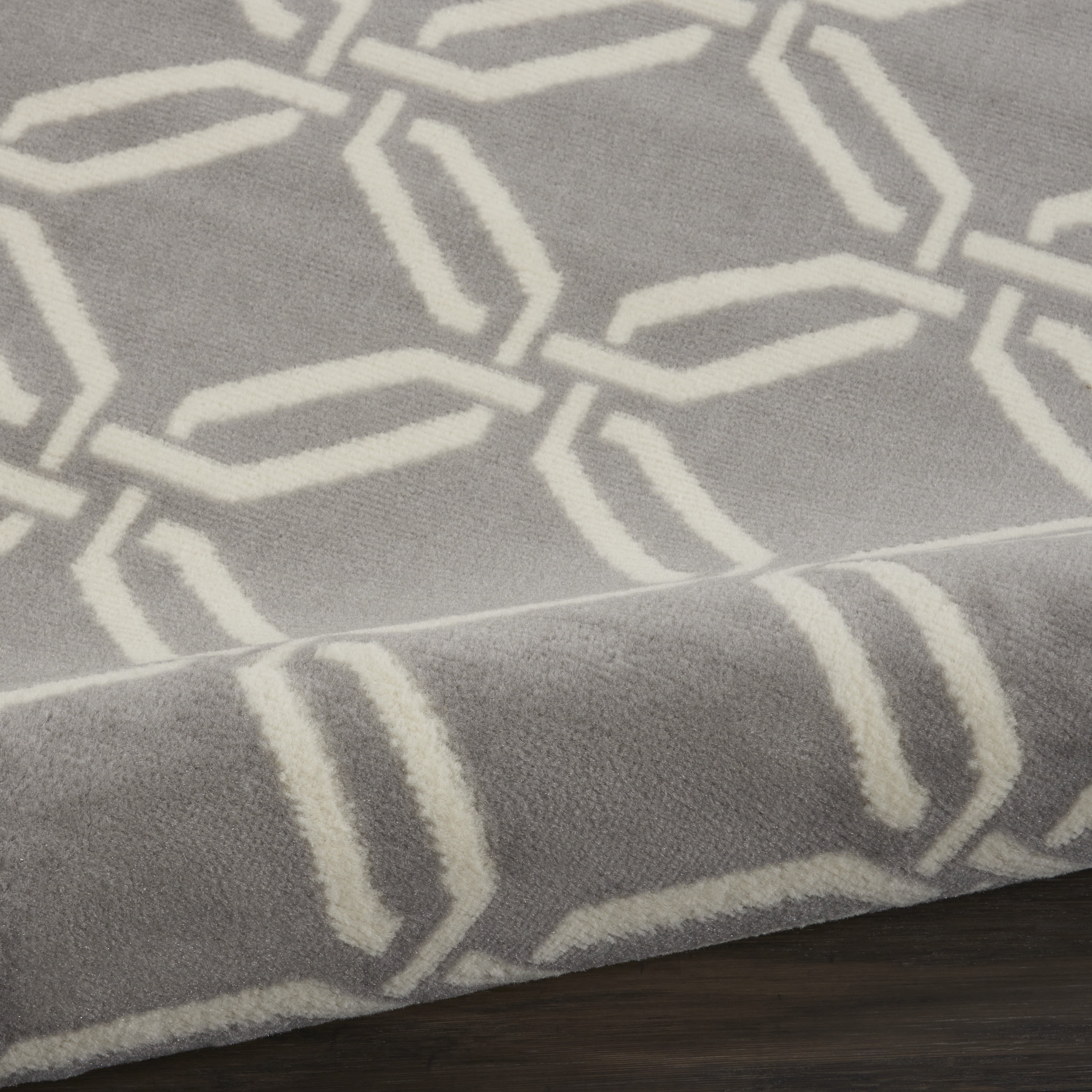 Nourison Bliss Transitional Trellis Grey 2'3" x 7'3" Area Rug, (2' x 7')