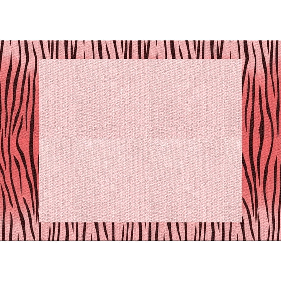 Ahgly Company Machine Washable Indoor Rectangle Transitional Light Red Pink Area Rugs, 4' x 6'