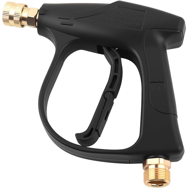 Pistolet Rondelle à Pression Court pour Voiture Pivotant avec Raccord Rapide de 1/4 Pouces, Filetage M22-14 Stubby à Haute Pression 4350 PSI Max, Rondelles à Pression Pistolets pour Lavage -