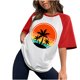 thumbnail image 1 of Tops con estampado de sol de playa de manga corta de ocio con cuello redondo de verano para mujer OAVQHLG3B Store  lin121212, 1 of 5