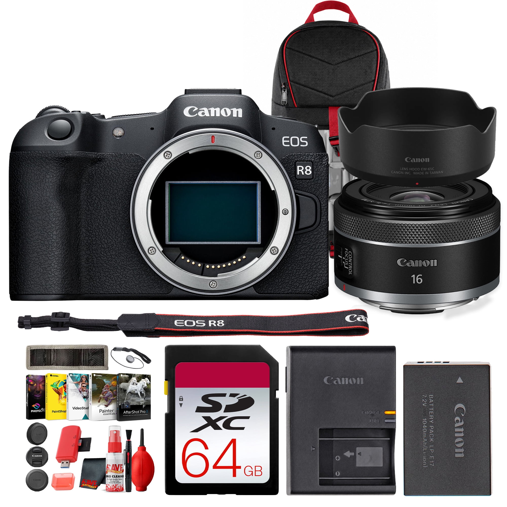 Canon EOS R8 Mirrorless Camera | 24.2MP Full-Frame CMOS Sensor, DIGIC X Processor, 4K60p Video, 40fps Shooting, Dual Pixel CMOS AF II, Cropping Guide Firmware (International Model)