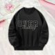 thumbnail image 1 of Sudadera con cuello redondo para mujer, ropa deportiva, color negro, elegante, holgada, manga larga para uso diario, viajes de otoño, compras , M M, 1 of 8