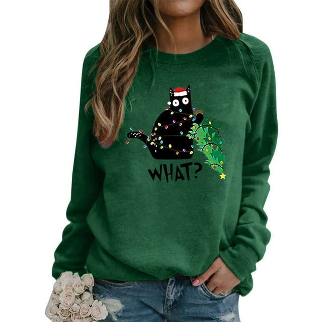 Sweat-shirt de Mode Imprimé Graphique de Noël Femmes Mi-Longue Jacket Col Rond Hiver Cardigan Manches Longues Fermeture Blouse Hoodie Soft Outwear
