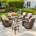 thumbnail image 4 of Ovios 7 Pieces Outdoor Patio Furniture Set High Back All Weather Wicker Conversation Set with Swivel Chairs & Coffee Table, Beige, 4 of 10