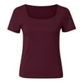 thumbnail image 7 of Hauaitttt Womens Short Sleeve Long Sleeve Square Neck T Shirts Tops Tees Long Sleeve Tee for Women Stretch Shirts for Women Shirt and Shirt Set Women Plain Casual T Shirts for Women Tunic Raglan, 7 of 7