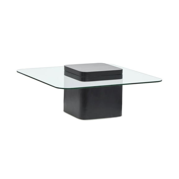 Magnussen Home Donora Clear Glass And Obsidian Square Cocktail Table