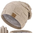 thumbnail image 4 of SYMOID Beanie Hat Scarf Gloves Set, Fleece Lined Winter Accessories for Men Women,Size Free Size, 4 of 4