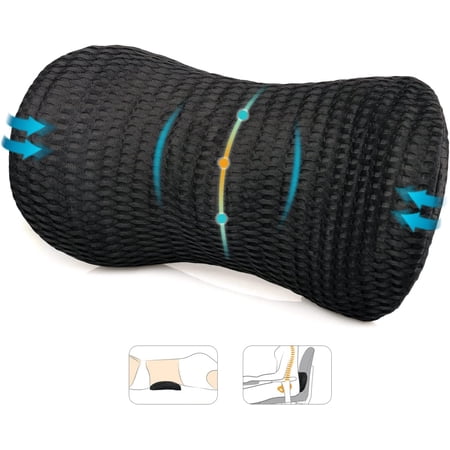 Lumbar Support Pillow, Back Pillow for Office Chair and Car Seat, Memory Foam Back Support Pillow for Lower Back Pain Relief, Adjustable Lumbar Pillow for Sleeping, Rest
