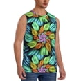thumbnail image 2 of Uemuo Hippie Style Pattern Men's Sleeveless T-Shirt,Muscle Athletic Tank Top, Moisture-wicking Quick-dry Breathable Classic Tee Top for Gym Run Outdoor Sports-Large, 2 of 8