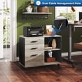 thumbnail image 3 of 3 Drawer Mobile File Cabinet, Wood Lateral Filing Cabinet, Printer Stand with Open Shelves for Home Office, Greige, 3 of 6