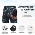 thumbnail image 2 of Kdxio Wave Chain Shark Print Men's Swim Trunks with Compression Liner 7 Inch Inseam Quick Dry Swim Shorts, 2 of 5