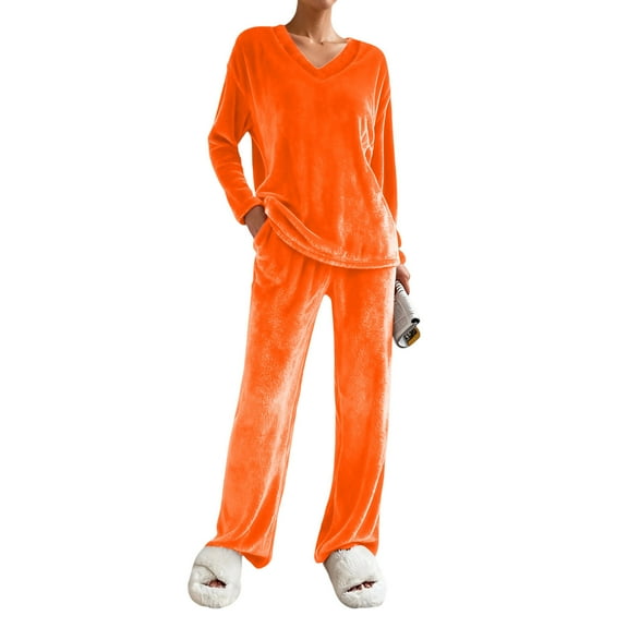 Vetsdori Womens Pajamas Sets Flannel Nightwear Home , Loungewear Thick Thermal Warm Sleepwear 2 Pieces Pajamas for Women Pj Sets