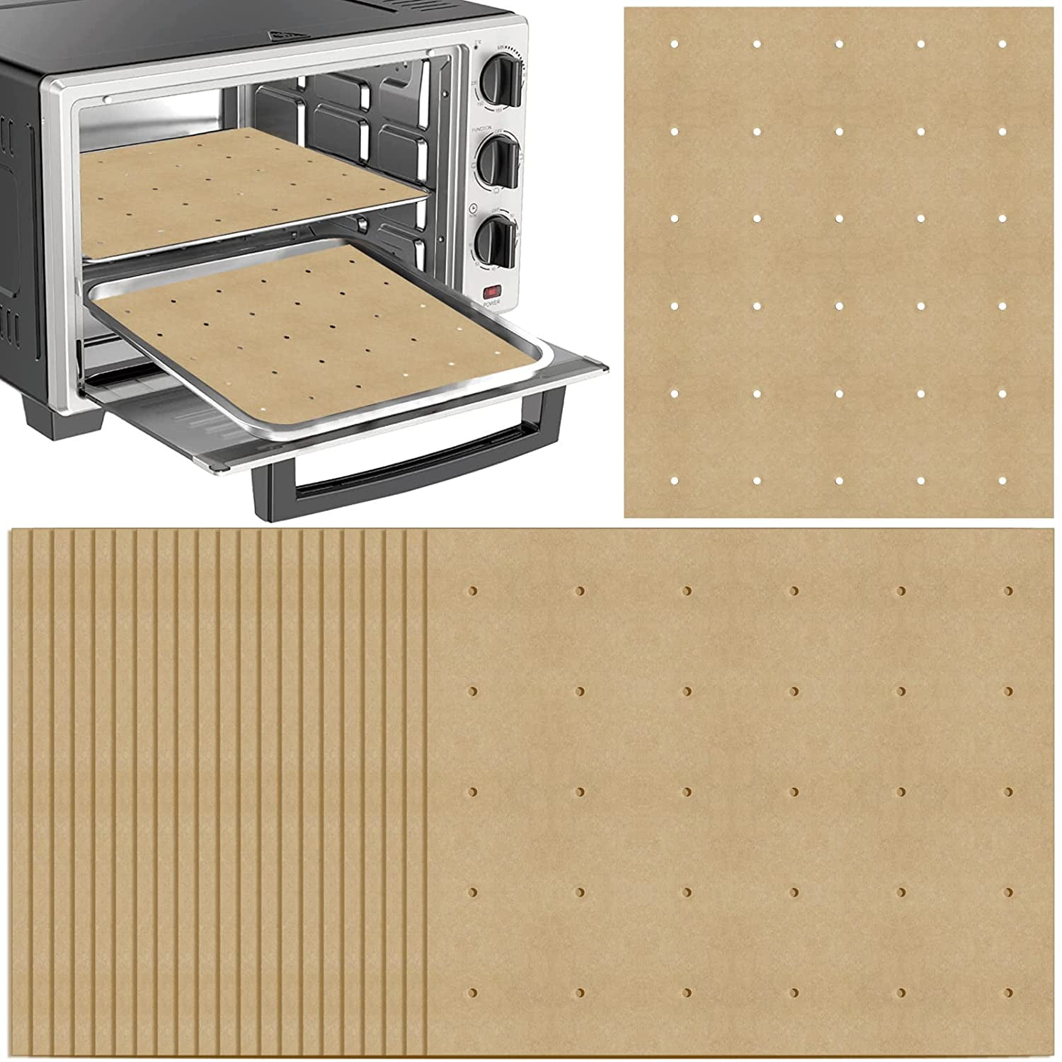 100PCS Air Fryer Parchment Paper Liners, 9 Inch Square Non-Stick Perforated Sheets For Cooking And Baking