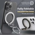 thumbnail image 4 of ELEHOLD Ring Holder Carbon Fiber Magnetic Phone Grip Stand, Fully Foldable Kickstand with Dual Axis Rotation Strong Magnetic Attachment for iPhone/Samsung/Mag-Safe Compatible Cases,Gun, 4 of 8