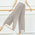 thumbnail image 4 of Jalioing Womens Chiffon Pant Flowy Wide Leg Drape Straight Leg Lightweight High Waist Boho Yoga Pants (Medium, Gray), 4 of 5