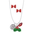 thumbnail image 1 of Delight Jewelry Silvertone XOXO - Round Seal Christmas Kiss Charm Necklace and Stud Earrings, 1 of 4