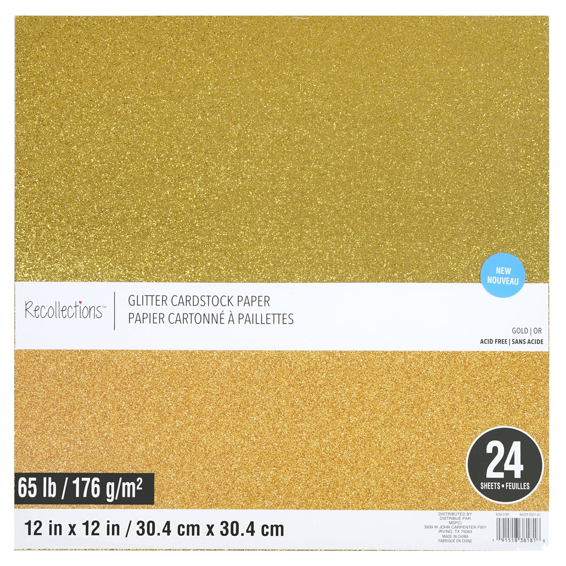 Recollections Glitter 12" x 12" Cardstock Paper, 6 Packs: 24 ct. (144 total)