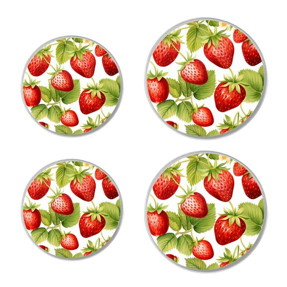 Stove Burner Covers 4 Pcs for Decorative Gas Stove Burner Cover 8Inch And 10Inch ,Strawberry Watercolor Red White art