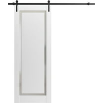 Slab Barn Door Panel 18 x 80 inches | Sete 6933 Matte Black with Frosted Glass | Sturdy Finished Interior Doors | Pocket Closet Sliding