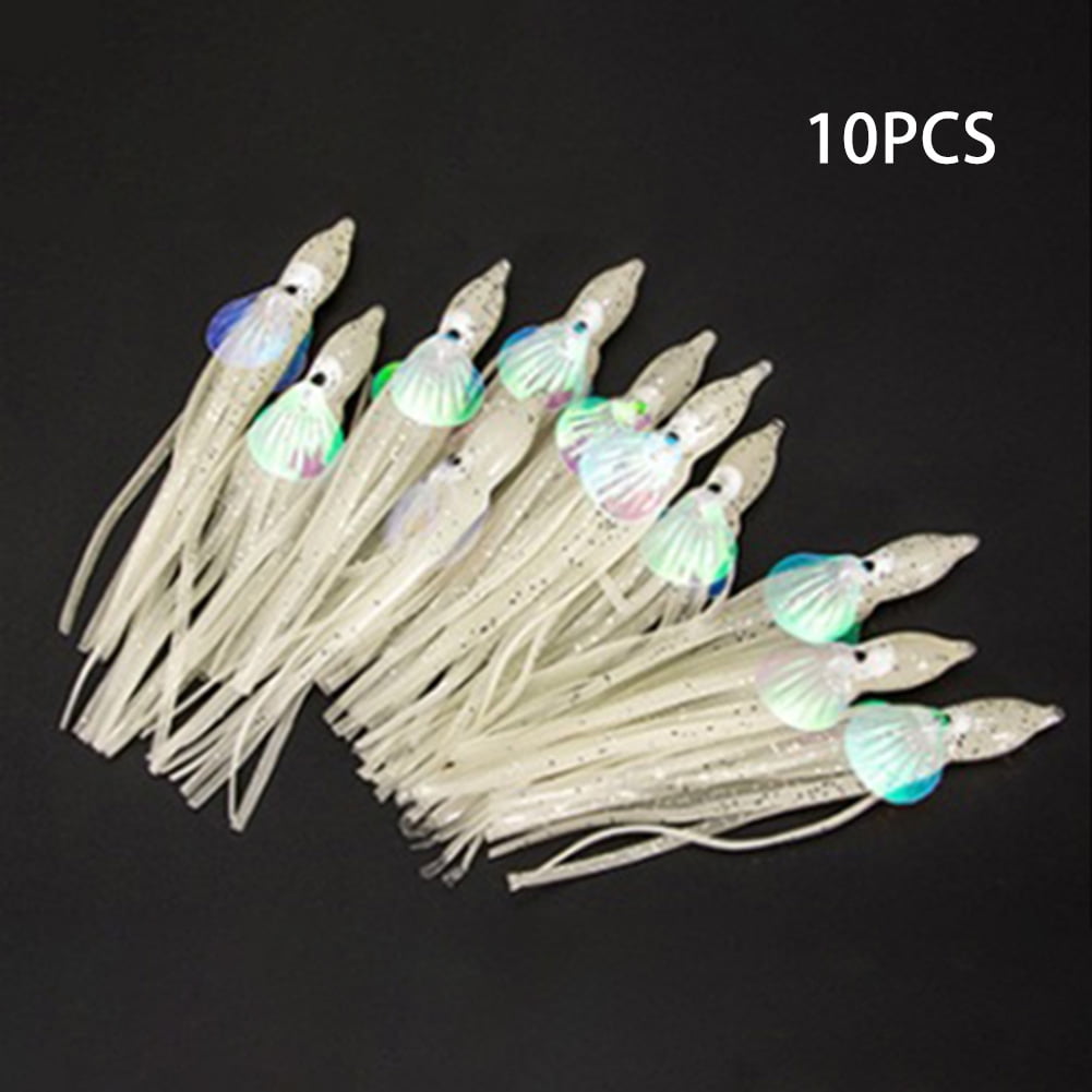 MYG 5/6/10cm Luminous Octopus Squid Skirts Lure Saltwater Fish Soft Lures  Jig Tackle 