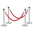 thumbnail image 1 of TROPOW Stainless Steel Stanchion Set with 5FT Red Velvet Ropes – 4PCS Crowd Control Barriers, Gold Posts with Weighted Bases, 1 of 7