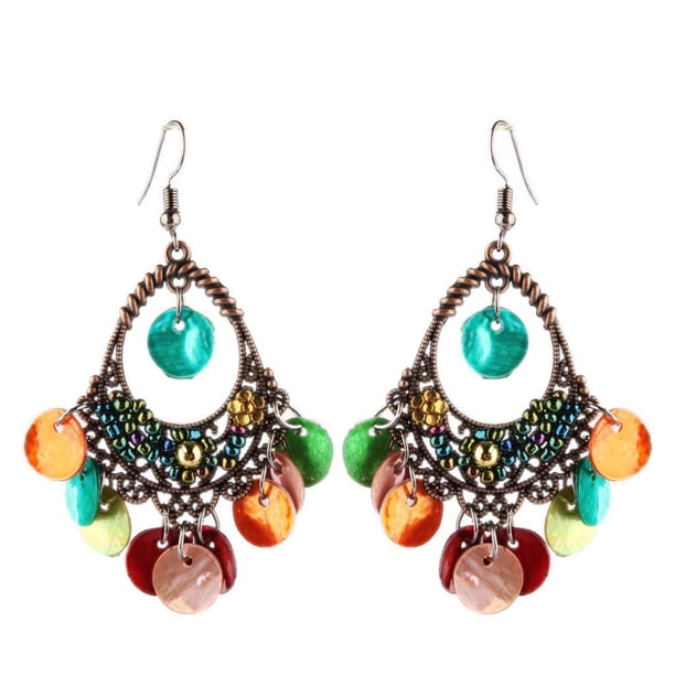 Elegantes pendientes trenzados huecos con decoración de diamantes de imitación de Behomia Multicolor