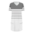 thumbnail image 4 of Womens Tops Plus Size Short Sleeved Stripe V-Neck Printed Double Pocket Pullover T-shirt Gray XL, 4 of 6