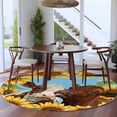 thumbnail image 4 of Sunflower Cows Round Rug 5ft Washable Circle Kitchen Rugs Non Slip Yellow Floral Watercolor Botanical Summer Large Area Rug Indoor Floor Carpet for Bedroom Living Room Home Office Dining Room Nursery, 4 of 8
