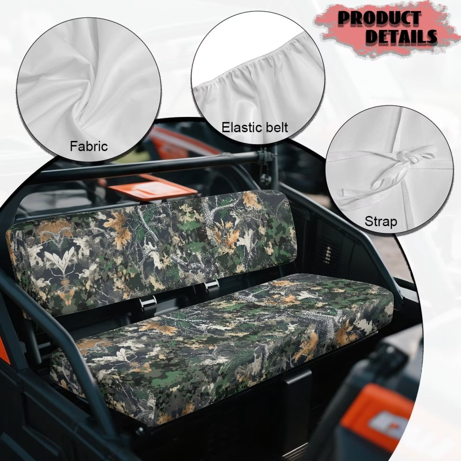 XYZCANDO Green Camo Forests UTV Seat Covers for Kawasaki Mule 3000 2 Pieces UTV Seats Cover Accessory Part Mule Accessory Parts Replacement Bench Seat Covers Full Protection