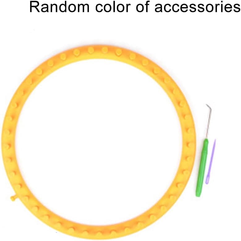 ABCISI Round Knitting Looms Set, Craft Kit Tool with Hook Needle and Crochet, Round Plastic Knit Quick Loom Set, for Loom Knitting Hats, Scarves Shawl Sock Blankets & More(Yellow-29cm)