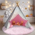 thumbnail image 2 of SARAG 4x4ft Circle Rug for Bedroom,Furry Carpet for Children Kids Room,Cute Soft Shaggy Area Rug for Girls,Pink, 2 of 8